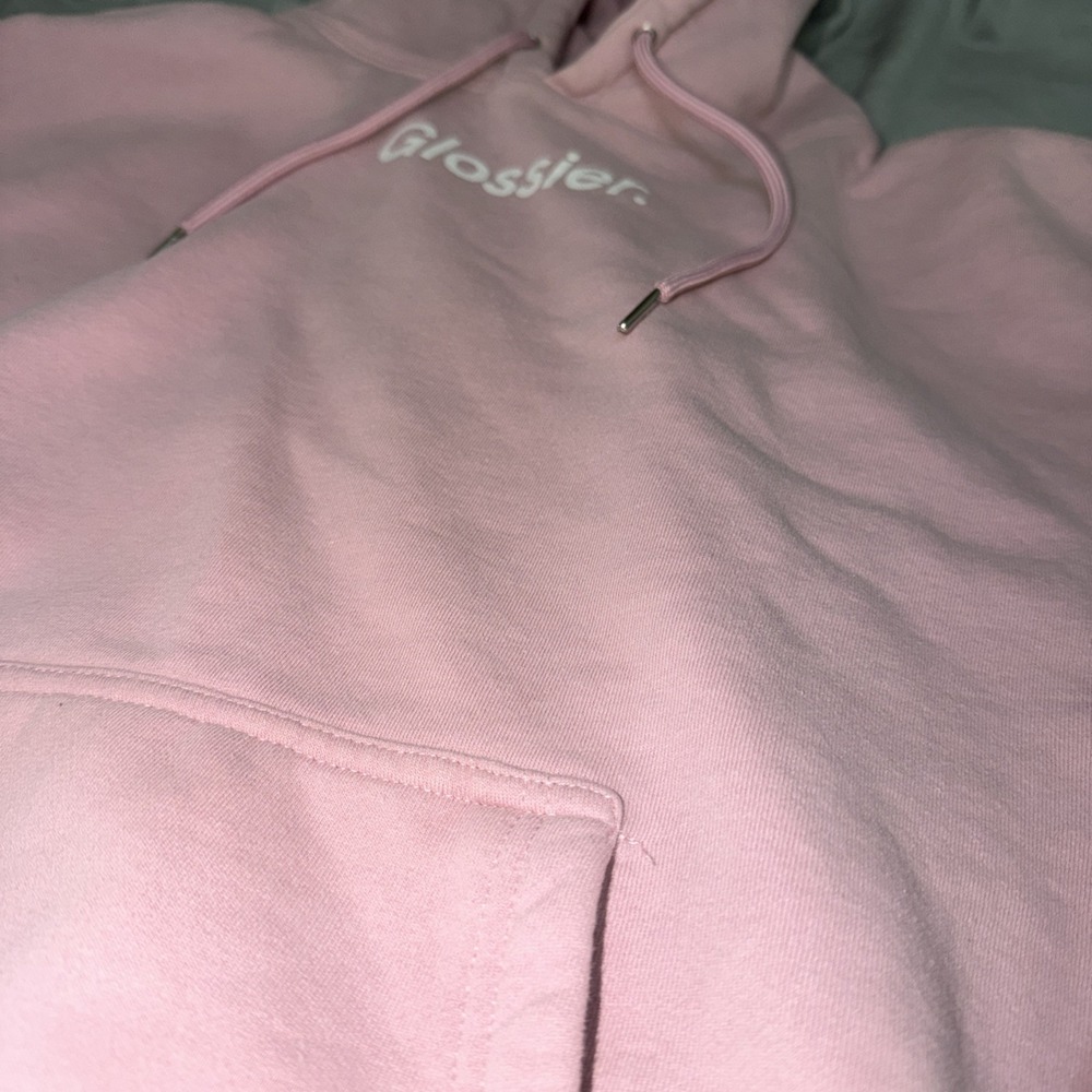 Glossier Original Pink Hoodie Sz M Long Sleeve‎  Make Up Skin Care - Picture 2 of 11